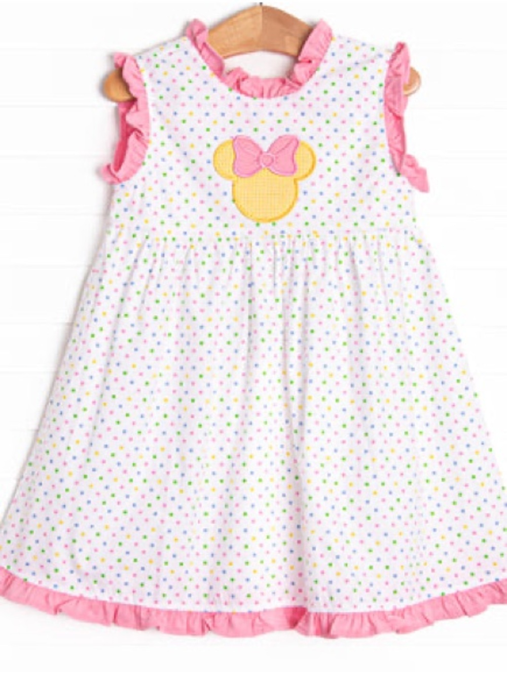 Polka Dot Park Day Applique Dress, Pink